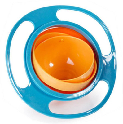 

Bubbly Giggles Magic Bowl 360 Degree Rotation Spill Resistant Gyro Bowl with Lid For Toddler Baby Kids Children - Plastic (Blue) - Plastic(Blue)