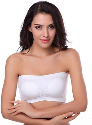 Glamoras Women Bandeau/Tube Lightly Padded Bra(White)