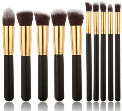 

Skinplus Premium Synthetic Makeup Brush Set (black)(Pack of 10)