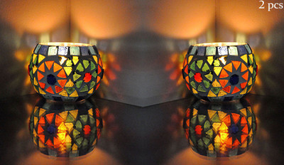 Lal Haveli Home Decorative Night Lamp Tea Light Stand Glass Candle
