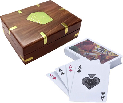 

Craft Art India Handcrafted Wooden Single Playing Card Set Holder Box(Black)