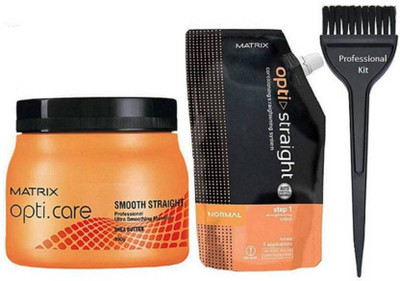 Professional kit Hair Brush & Matrix Opt care Smooth Perfect Spa With Conditioning Hair Straightener Cream (Set of 3)(Set of 3)