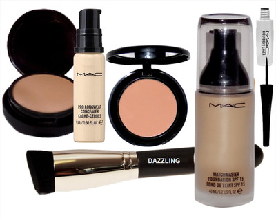 

DAZZLING Brush & Mac Matchmaster Foundation & Compact & Blusher & Pro Longwear Concealer & Liquid Eyeliner(Set of 6)