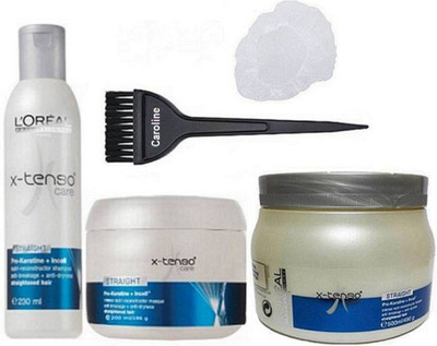 

caroline Hair brush & Loreal Professionnel paris X Tenso Care Shampoo with Conditioner, spa & Shower Cap(Set of 5)