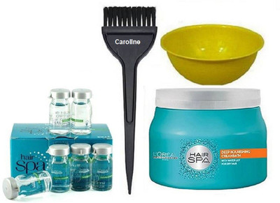 

caroline Hair brush with bowl and Deep nourishing creambath hair spa with Hydrating concentrare 6 piece in box(Set of 4)