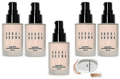 

Professional kit Silicon Puff & Bobbi Brown Long Wear Foundation (Pack of 5)(Set of 6)