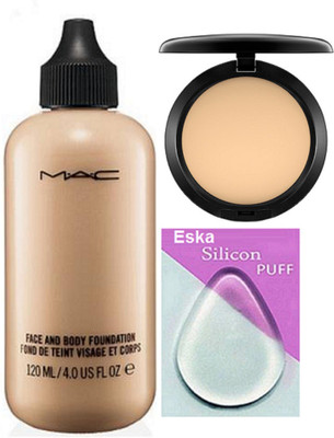 

eska Silicon Puff, Face And Body Foundation, Mac Compact(Set of 3)