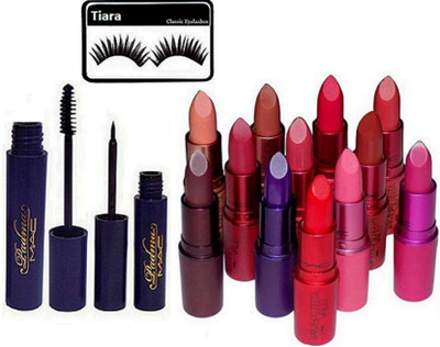 

tiara Eyelashes & Giambattista valli Lipstick Pack Of 12 , Mac Padma Eyeliner And Mascara(Set of 15)