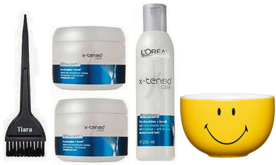

tiara Brush & L'oreal Professional X-tenso Shampoo , hair Masque pack Of 2, Bowl(Set of 5)