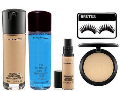 

BRUTUS Eyelashes, mac Face and Body Foundation, Pro Long Wear Concealer, Compact, Eye Makeup Remover(Set of 5)