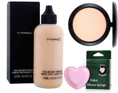 

eska Silicon Puff With Face And Body Foundation With Powder Pressed Compact(Set of 3)