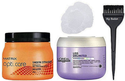 

big Basket Hair Brush, Shower cap, Matrix Opti.care Hair Spa & L'oreal Liss Unlimited Conditioner(Set of 4)