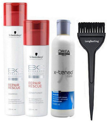 

Longlasting Hair Brush,Schwarzkopf Bc Bonacure Smooth Perfect Shampoo+ Conditioner ,L'Oreal Paris Professionnel X-TENSO Shampoo(Set of 4)