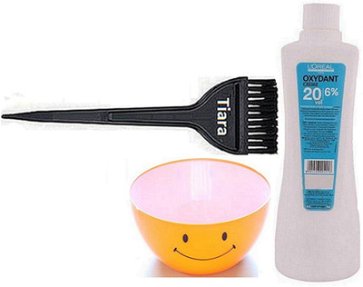 

tiara Brush & L'oreal Professional Oxydant Stabilsed cream Developer (6%) , Bowl(Set of 3)