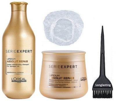 

longlasting Hair Brush, Serieexpert Absolut Repair Shampoo With Masque , Shower Cap(Set of 4)