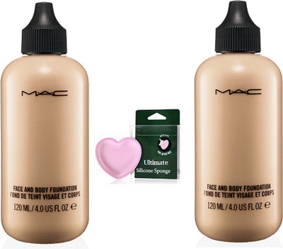 

Ultimate Silicon Puff With Mac Face And Body Foundation Pack Of 2(Set of 3)