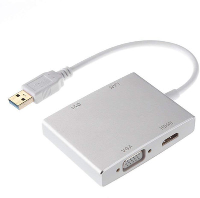 

Tobo USB3.0 to HDMI VGA DVI +RJ45 1080P Expander External Video Card Adapter HDMI Adapter(Compatible with Windows XP, windows 8, Silver)