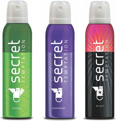 

Secret Temptation Affair, Blast & Romance Deodorant Spray - For Women(450 ml, Pack of 3)