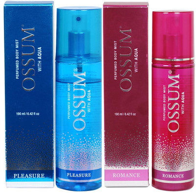 

ossum Perfume PLEASURE & ROMANCE 190ml x 2 Body Mist - For Women(380 ml, Pack of 2)
