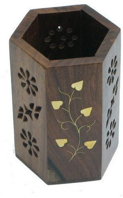 

Desi Karigar 1 Compartments wooden Pen stand(Brown)