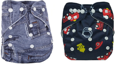 

Triple B Pocket Style Cloth Diaper / Reusable cloth diaper - Pack of 2 - Denim + Truck Blue - L(2 Pieces)