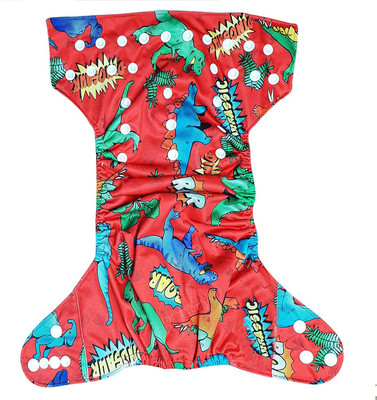 

Triple B baby reusable cloth diaper with 3 layer microfiber insert pad - Dino Printed - L