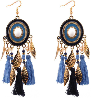 Divastri Fancy party ware Enamel Beads Alloy, Fabric Tassel Earring