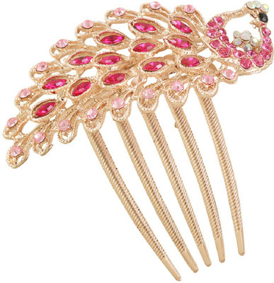 

SILVERSTOLI peacock Design crystal Multi Colour stones Yellow Gold plated jewelry For Women's & Girl's Hair Pin(Multicolor)