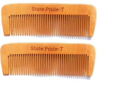 

State Pride-T Wooden comb for men and women pack of 2