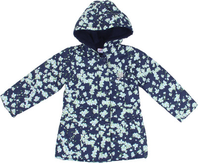 Yes Kids Full Sleeve Floral Print Baby Girl's Jacket, Blue