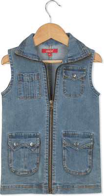 

Olele Half Sleeve Solid Baby Boys Denim Jacket, Blue