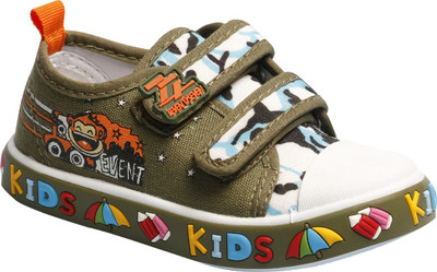 

Little Soles Boys & Girls Velcro Sneakers(Green, Olive
