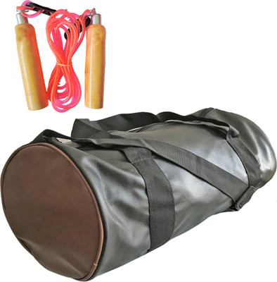 

Hipkoo Hardwork Leather Bag With Wood Skipping Rope (Adjustable) Gym & Fitness Kit