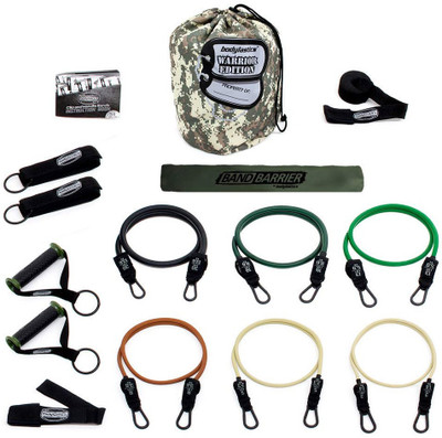 

Bodylastics Patented Anti-SNAP Ready Warrior Edition Resistance Band Sets Come with 6 or 8 Exercise Tubes, Heavy Duty Components, a Small Anywhere Anchor, a Bag and a User Book. Gym & Fitness Kit
