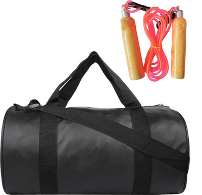 

Hipkoo Leather Bag With Wood Skipping Rope (Adjustable) Gym & Fitness Kit