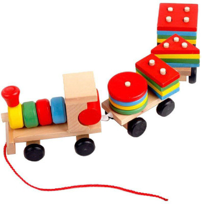 

Assemble Drag Three Digital Small Wooden Train Best Educational Set of Trains with Fun and Colorful and Geometric Figures Stacking Train(Multicolor)
