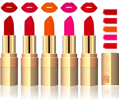 

Forsure Extra Soft & Smooth Velvet Matte Lip Color Combo In Wholesale Rate(Coffee,Mauve,Fast Red,Pink,Soft Red, 17.5 g)