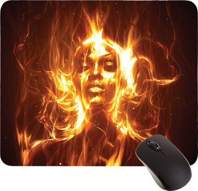 

Mugshug.com Best Black Mousepad Fire Girl Mousepad(Multicolor)