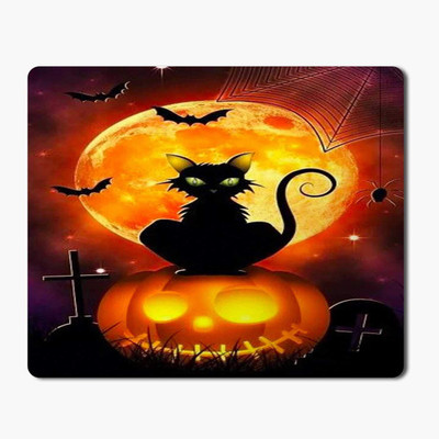 

iKraft Black Kitty Printed Mouse Pad- Halloween Design Mousepad, Rectangle Non-Slip Rubber Mousepad 180x220x3mm Mousepad(Multicolor)
