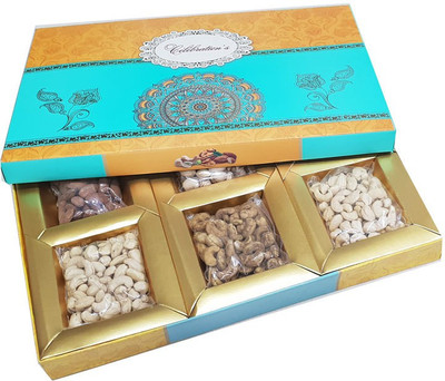 

Ivory Gift Pack of 6 Almond, Pista, Raisins and Flavour cashew ( Plain, Salted, Masala) Assorted Nuts(600 g, Box)