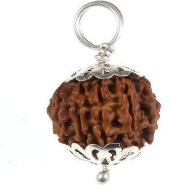 SHIVOHAM 7 Mukhi Nepal Rudraksha Silver Cap Wood Pendant