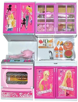 

SANJARY barbie beauty kitchen Battery Operated Light Music Modern Beauty Kitchen set for girls