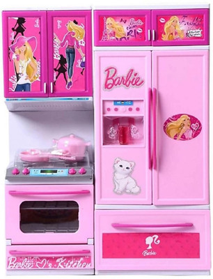 

SANJARY HIGH QUALITY Barbie Battery Operated Light Music Modern Beauty Vogue Kitchen set for girls
