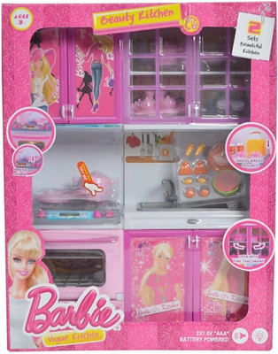 

SANJARY Battery Operated Light Music Barbie Beauty Vogue Kitchen set for girls