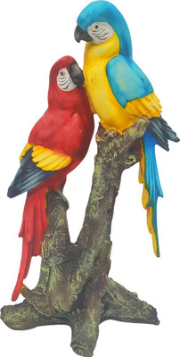 FABZONE Parrot Love Couple Statue Vastu Decorative Wild bird Figurine Home Decor Item Feng Shui Table Decoration Idol - Handicraft Gift Item Decorative Showpiece - 33 cm(Glass, Multicolor)