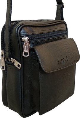 

SM Men & Women Casual Black PU Sling Bag
