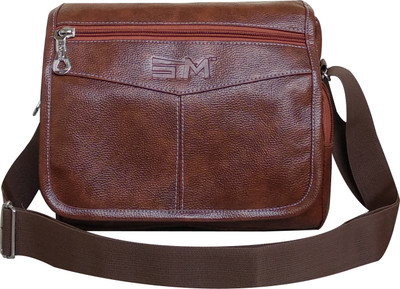 

SM Men Casual Brown Leatherette Sling Bag
