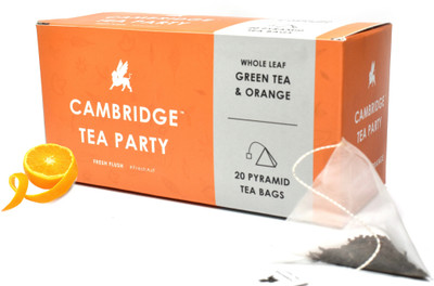Cambridge Tea Party Orange Green Tea - 20 Silken Pyramid Tea Bags Orange Green Tea Bags(40 g, Vacuum Pack)