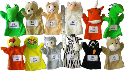 

kaykon Best Hand Animal Puppets Soft Toys Big size 9 inch - Set of 12 - 23 cm(Multicolor)