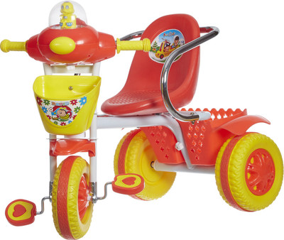 

Fun Ride Rapid Deluxe Kids Musical Tricycle with High Back Rest, 2 Storage Baskets and LED Lights (Red) Tricycle(Red)